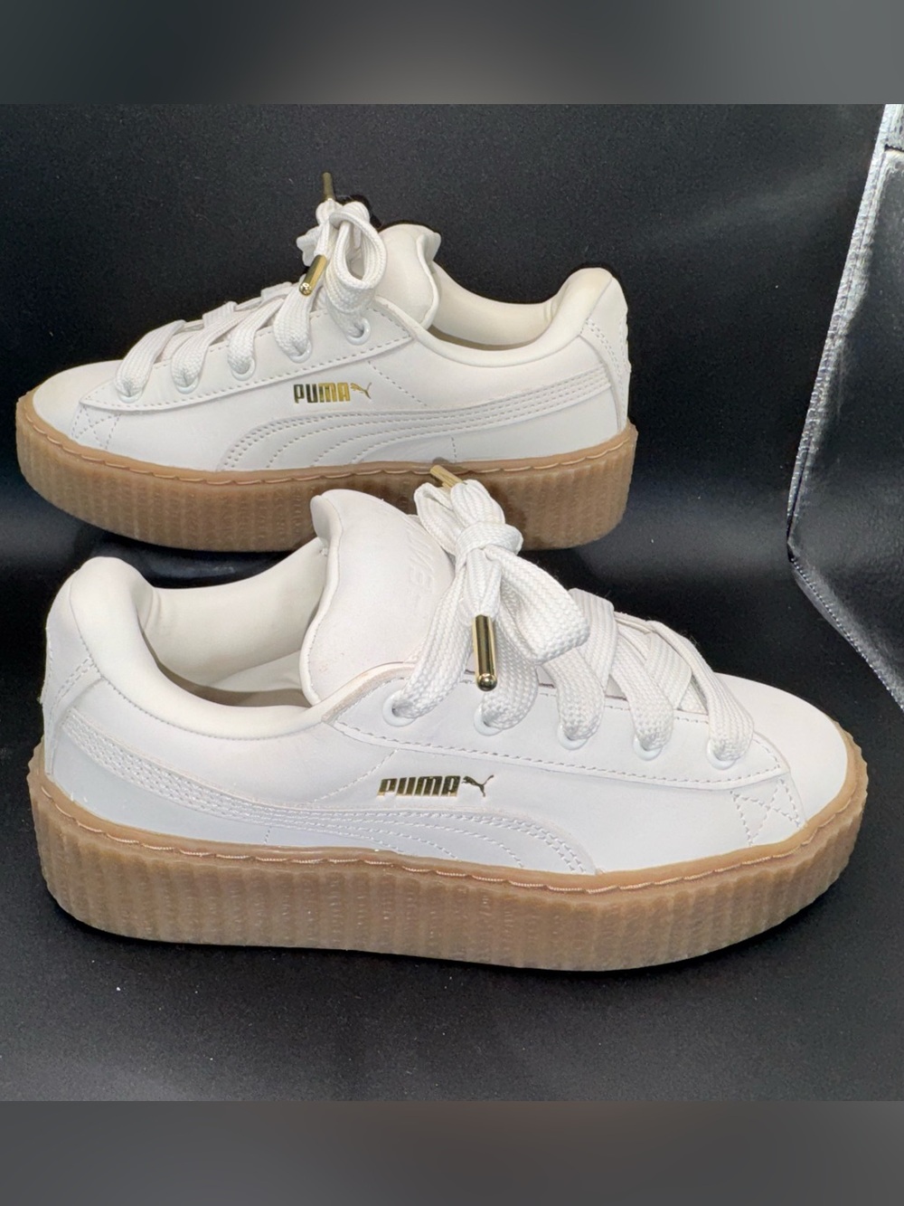 Puma Fenty Rihanna Creeper Platform Sneakers Cream White Gum Sole luxe women 6.5